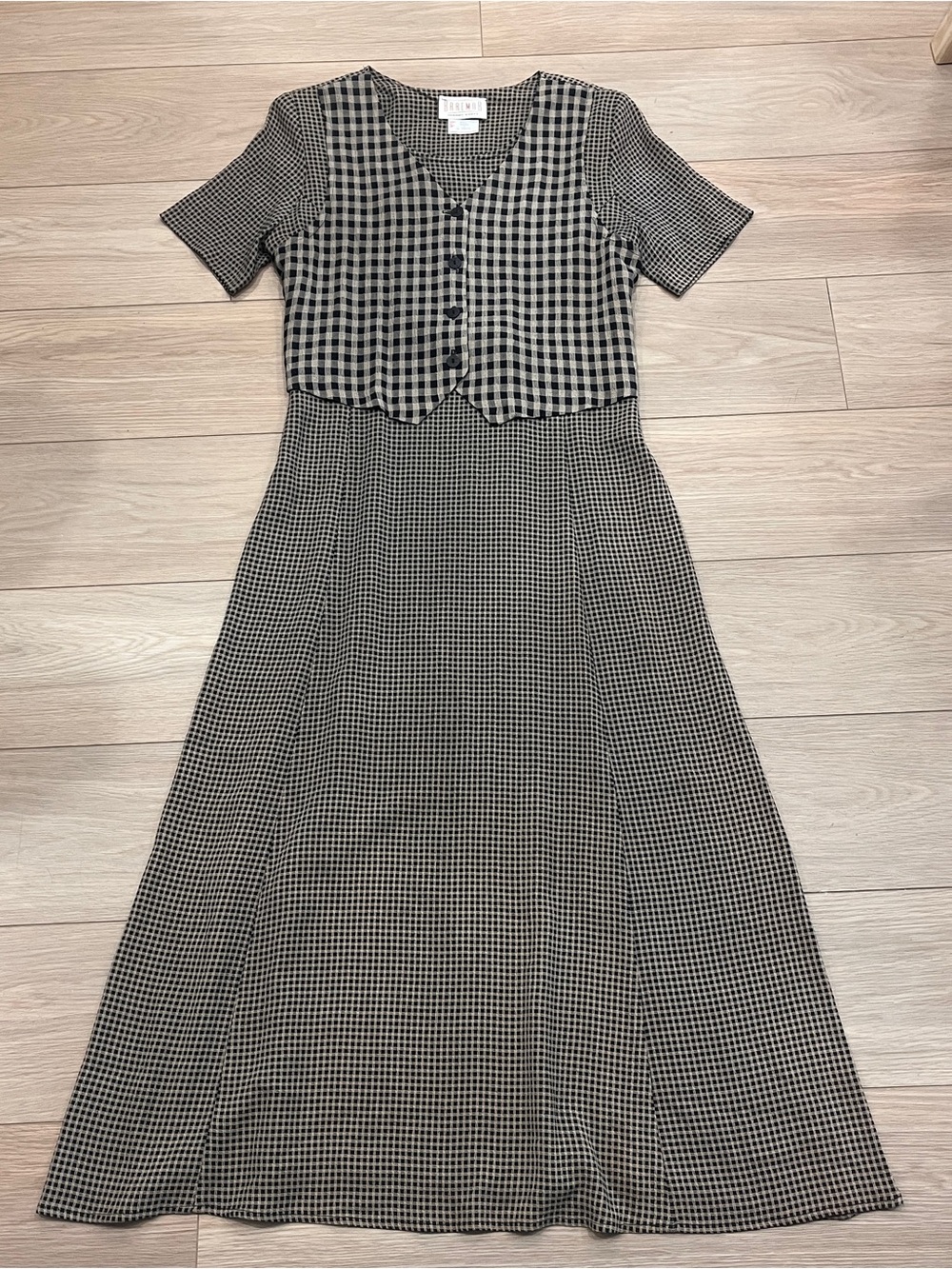Vintage Braemar Jeremy Scott Gingham Vest Maxi Dress Made in Canada Size 9